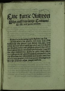 Eine kurtze Antwort Illyr. auff das lange Comment D. Ge. von guten wercken