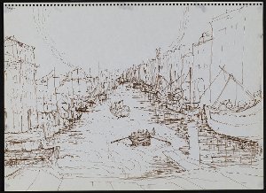 "Blick auf einen Kanal in Chioggia" - Blatt 9/27 aus dem Skizzenbuch "Venise"