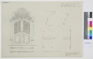 Innentür, Nahnshof, Galmsbüll. Grundriss, Ansicht und Details