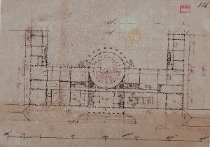 Entwurf für ein neues Residenzschloss in Braunschweig (Variante Krahes zum Ausführungsentwurf von Ottmer?)